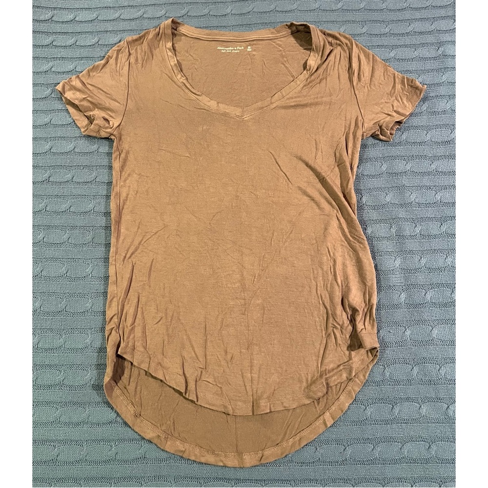 Abercrombie & Fitch Tan V-Neck Tee- XS